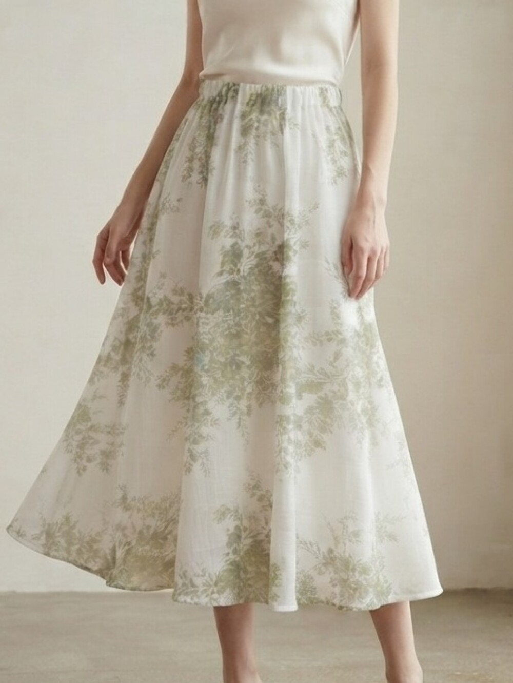 BRAND NEW NEVER WORN Calypso St. Bart Floral Midi Skirt Green Print Sz Size S